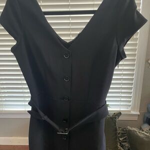 Express Chic Black Buttoned Midi Dress